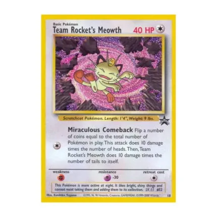 Team Rocket's Meowth 18/53 Wizards Black Star Promo Pokémon card
